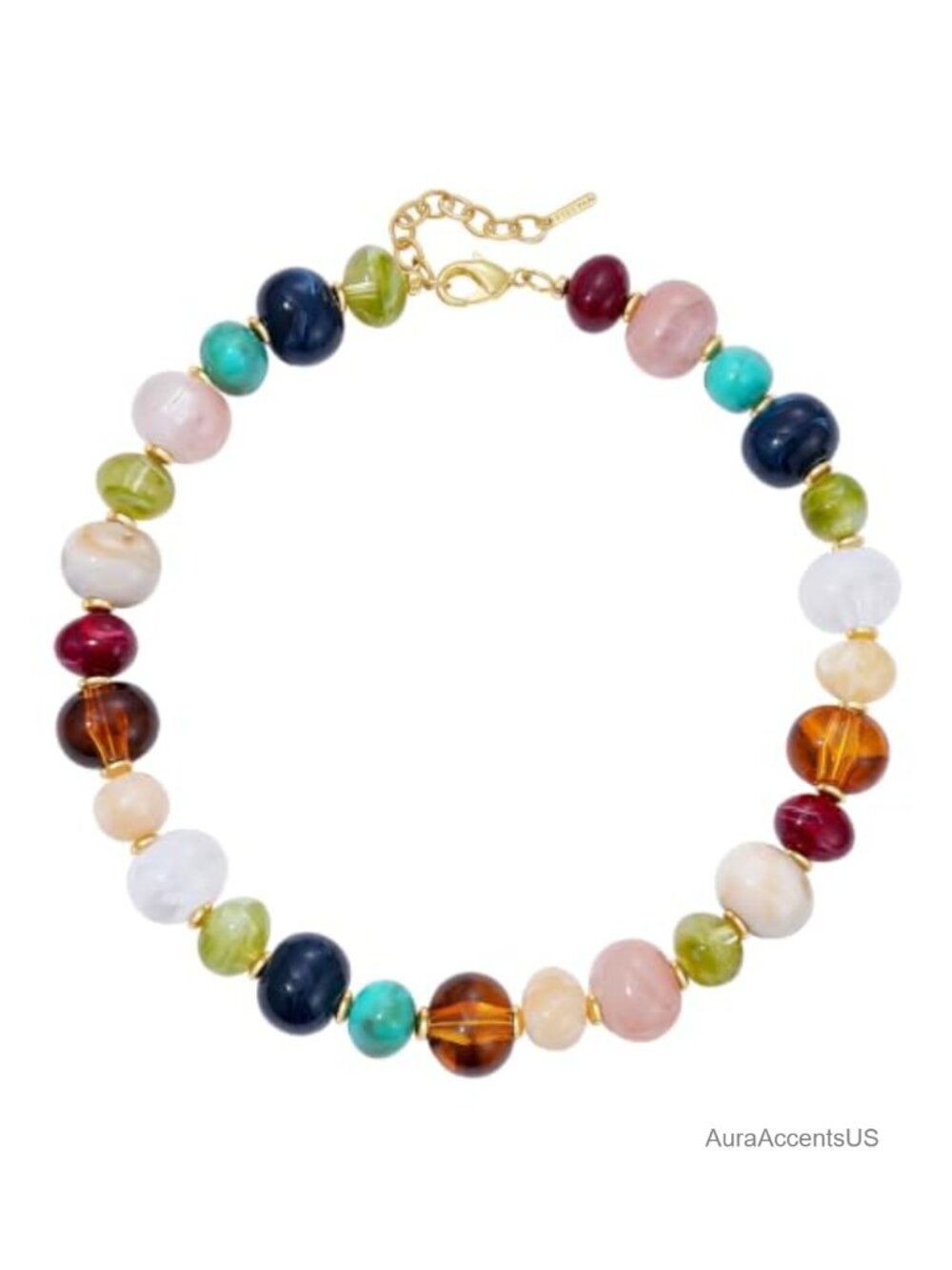 Chunky Resin Beaded Necklace Set with Adjustable Extender